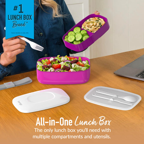 Bentgo Classic Purple bento stacked compartments showing space-saving design