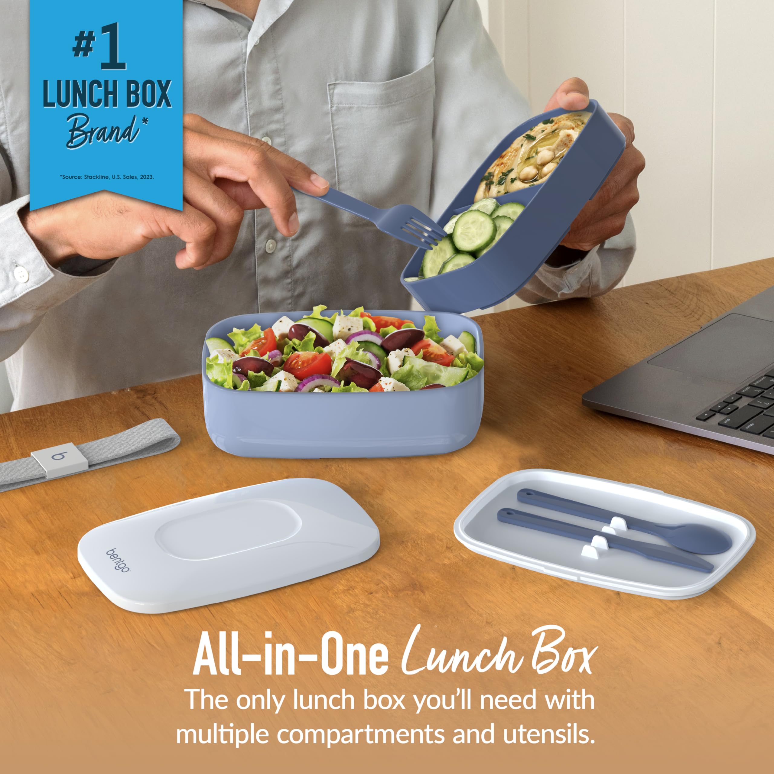 Bentgo Classic built-in utensil set included for convenient on-the-go meals.