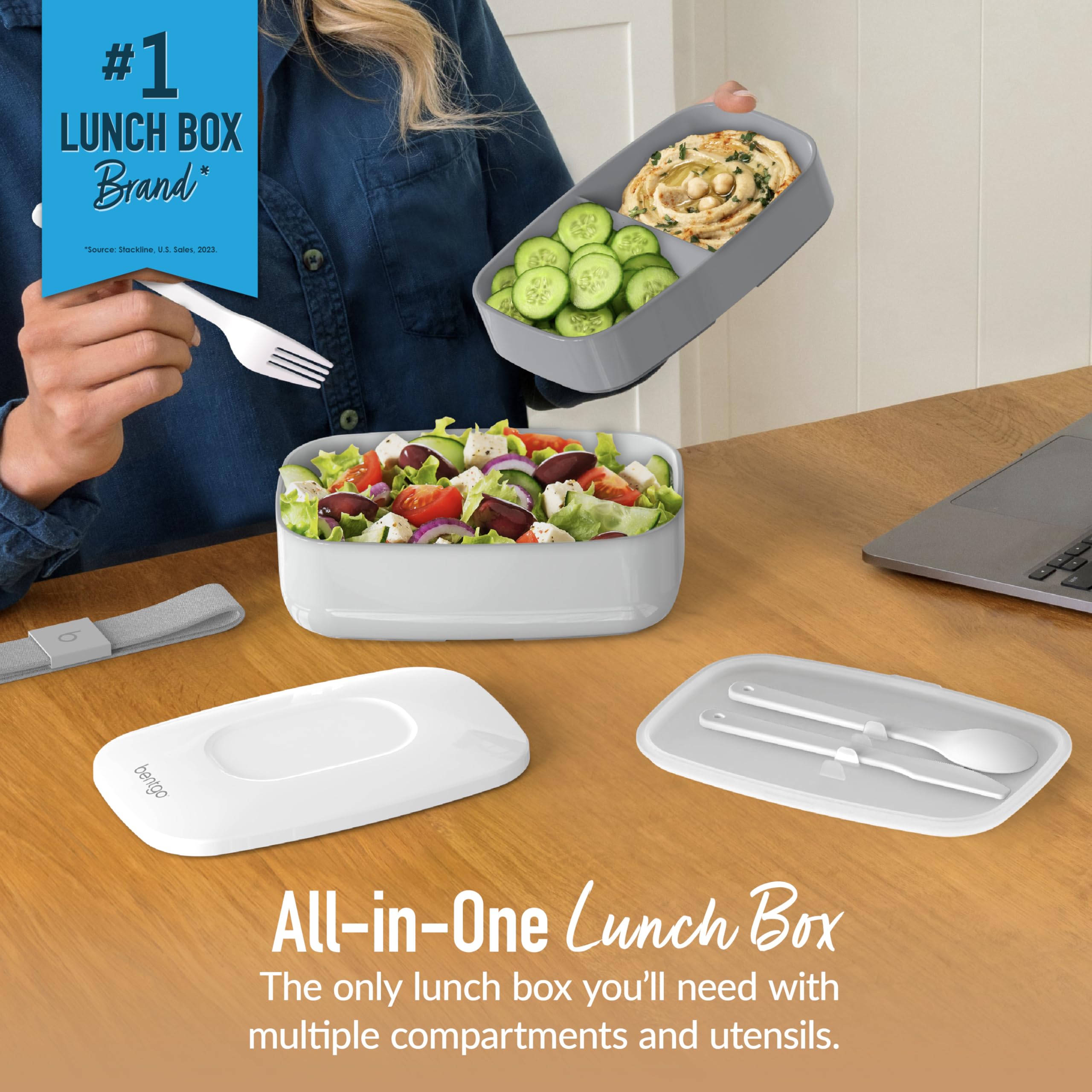 Bentgo Classic stackable design ideal for compact storage at home, work, or travel