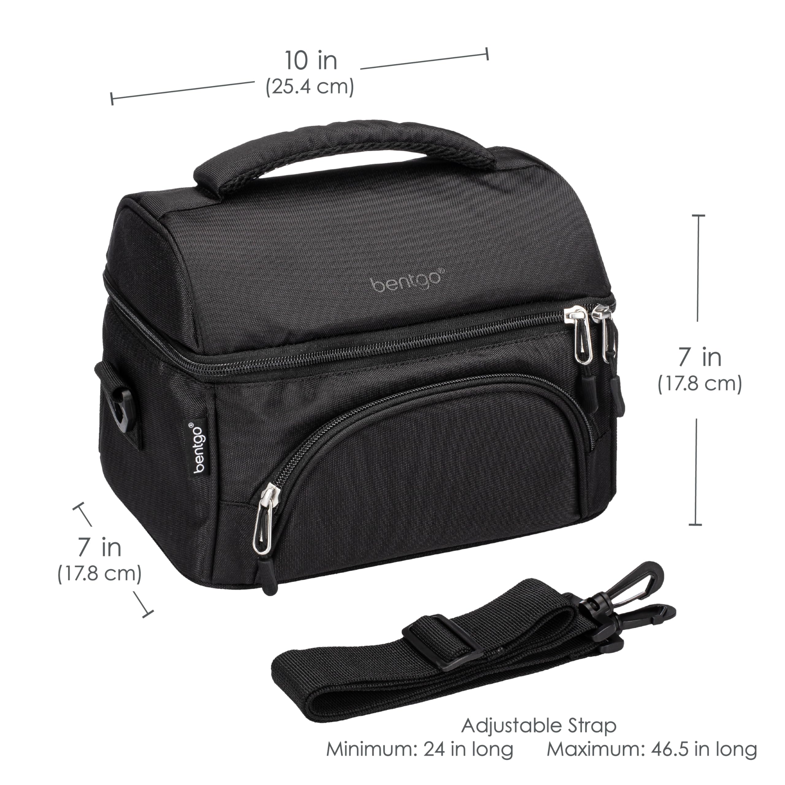Bentgo Deluxe Lunch Bag adjustable strap and padded handle for comfortable carrying.