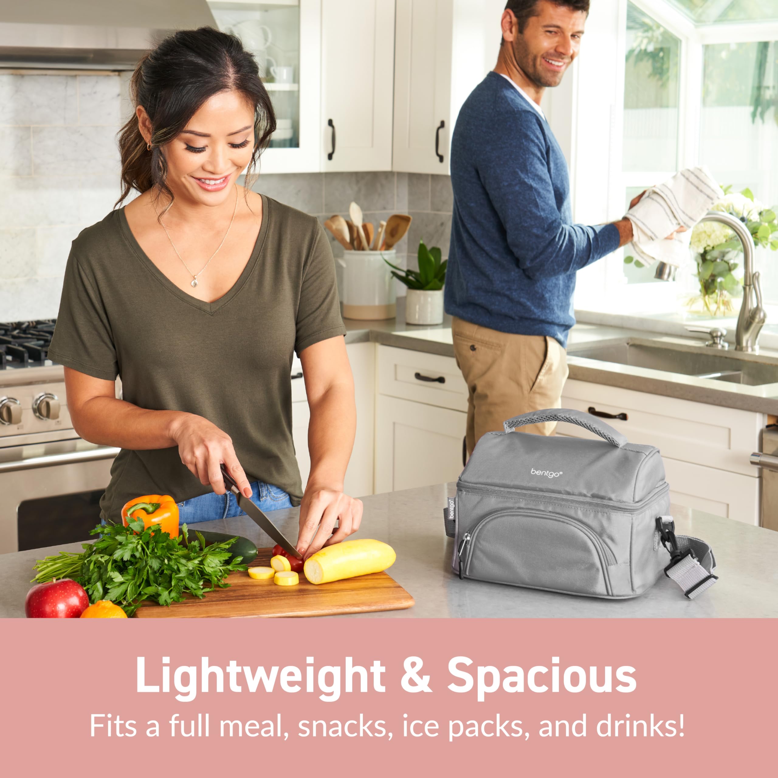 Bentgo Deluxe Lunch Bag external pocket keeps utensils and napkins neatly organized