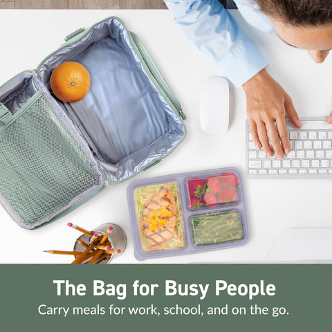 Bentgo Deluxe lunch bag external pocket, easy access for utensils and napkins