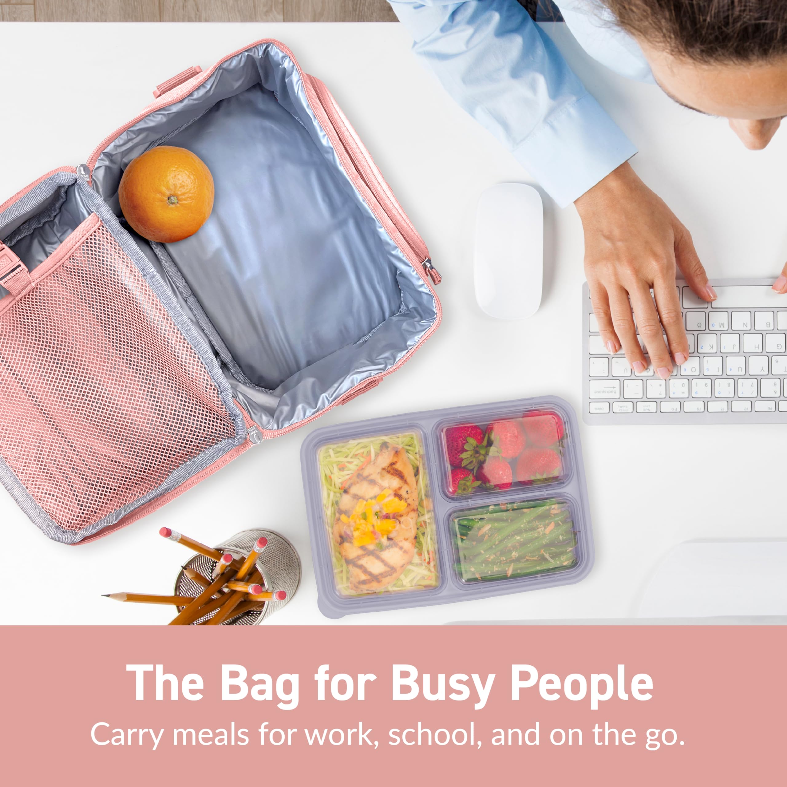 Bentgo Deluxe Lunch Bag internal mesh pocket stores ice packs or snacks securely