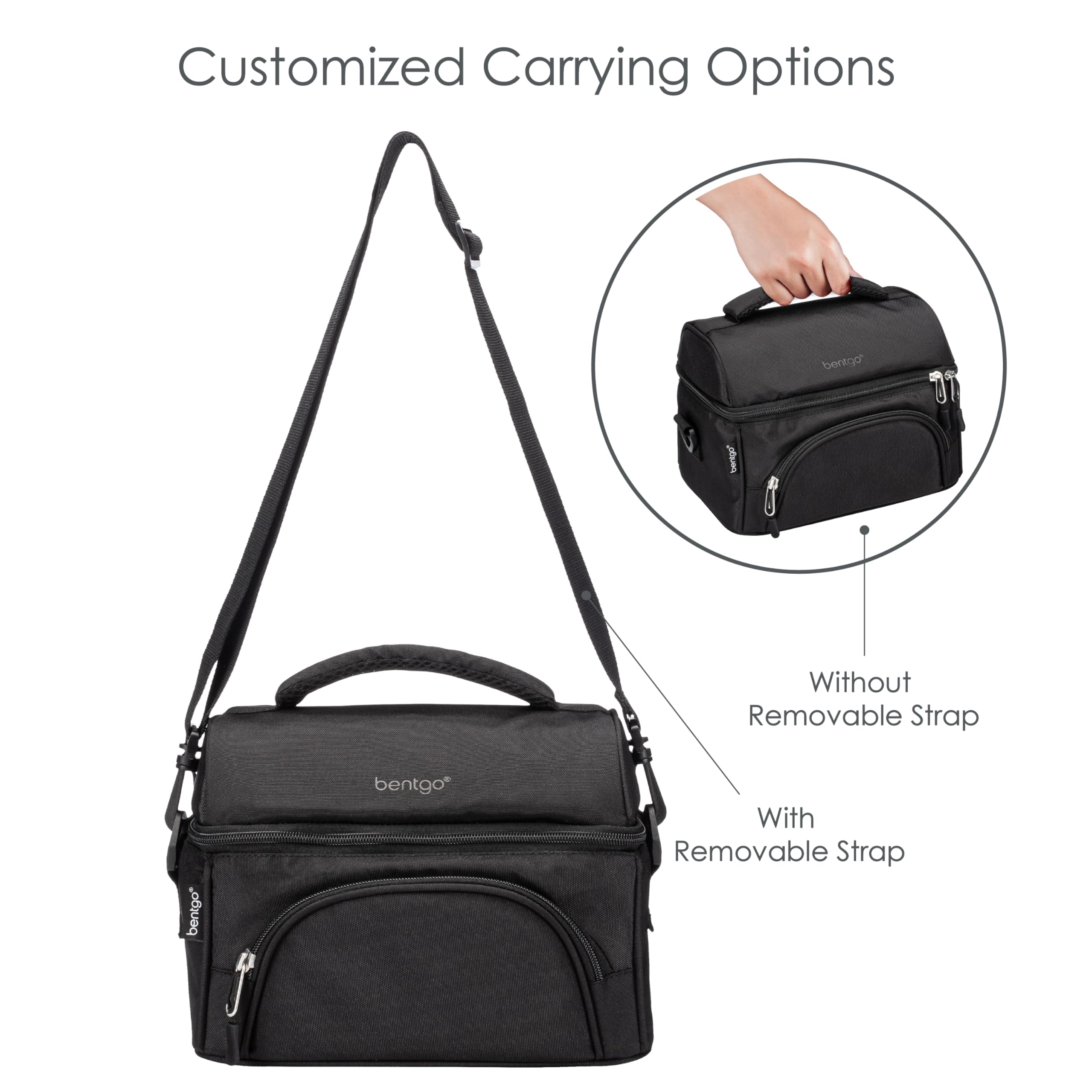 Bentgo Deluxe Lunch Bag outer zippered pocket for utensils and napkins.