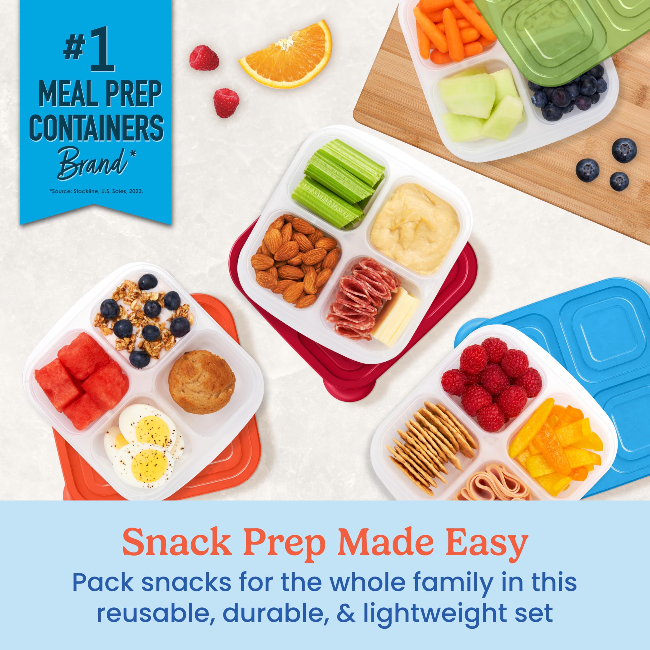 Bentgo Easyboxes custom-fit lids seal freshness for snack-friendly lunches.