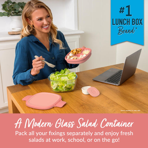 Bentgo Glass lid with airtight locking clips keeps freshness during transit