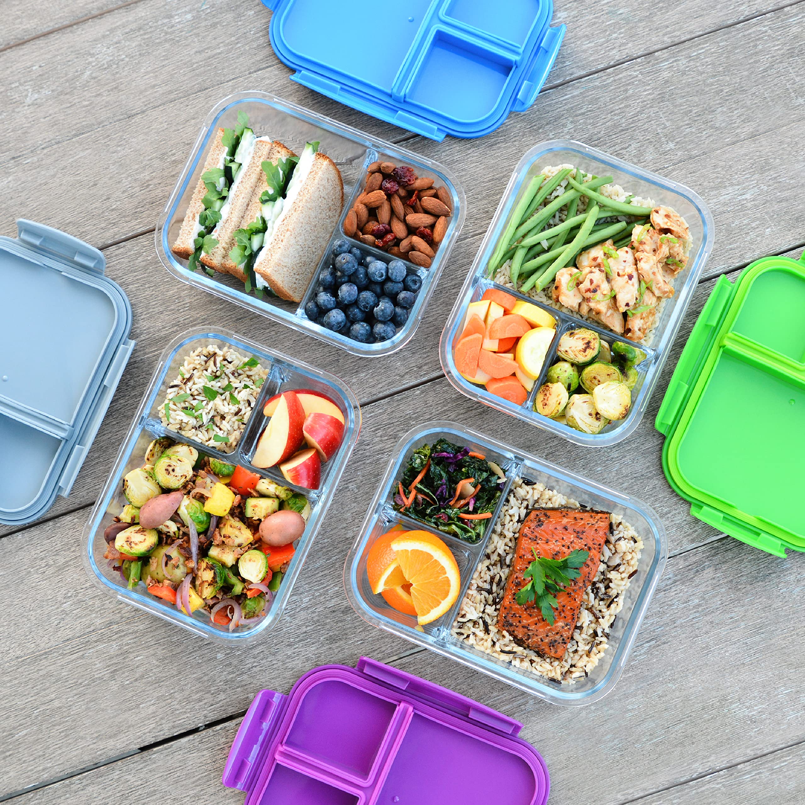 Durable Bentgo Glass container shows built-in portion control features