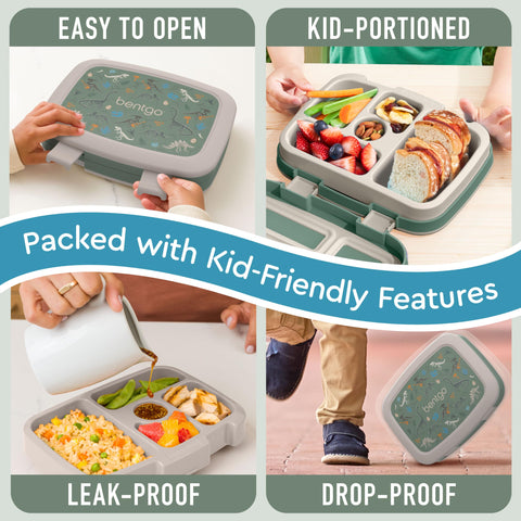 Bentgo Kids Prints removable tray microwave-safe for quick reheats at school