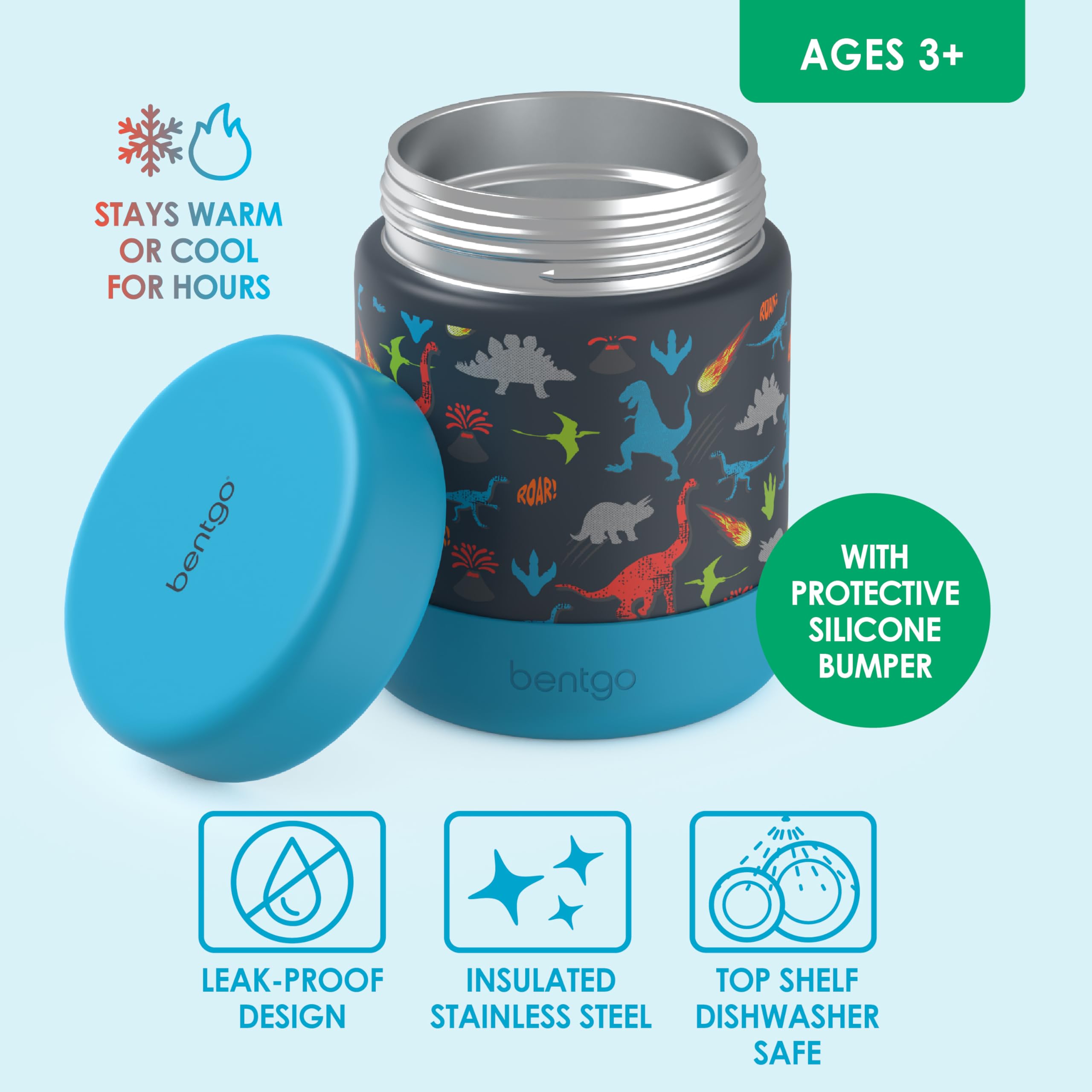 Bentgo Kids removable silicone bumper protects against drops during transport