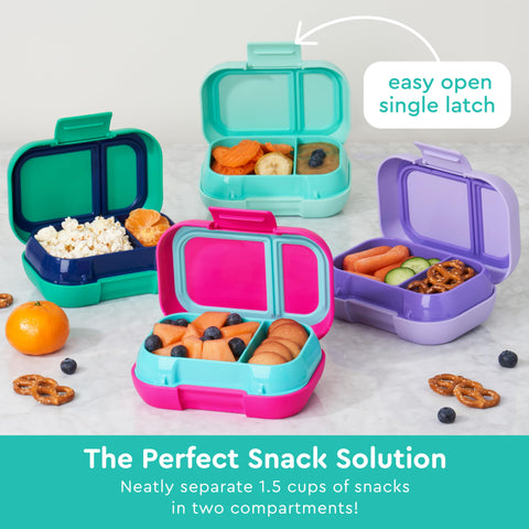 Bentgo Kids Snack easy-latch demonstrates kid-friendly access during snack time.