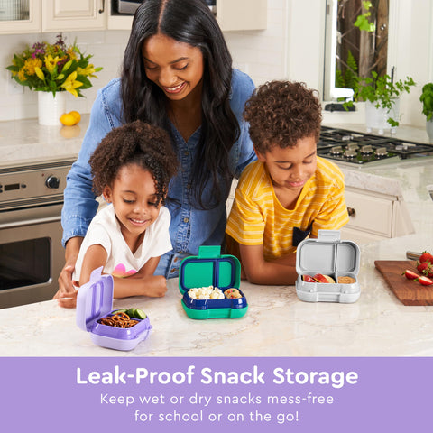 Bentgo Kids Snack leak-proof seal closeup demonstrates spill-free design for on-the-go.