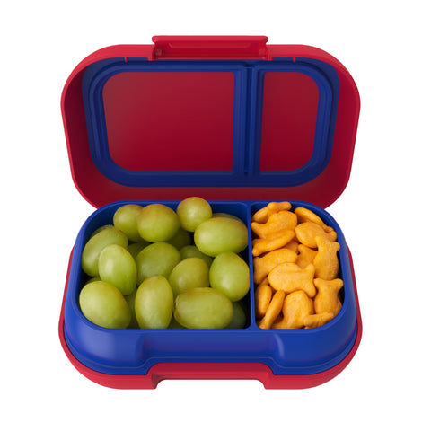 Bentgo Kids Snack two-compartment bento shows organized school-day snacks.