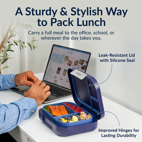 Bentgo Modern lid open to reveal leak-resistant compartments for organized lunches