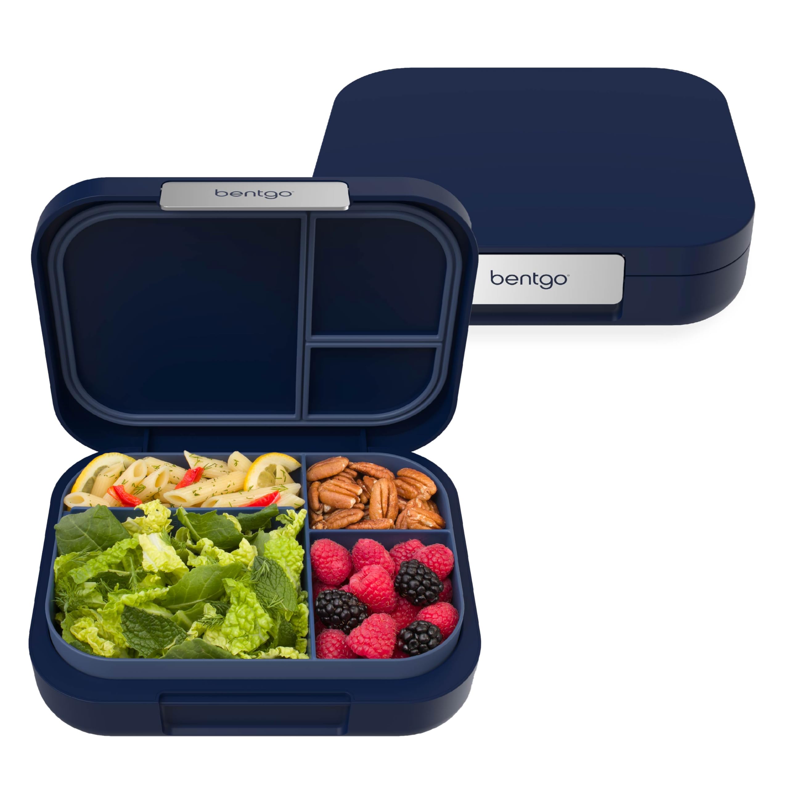 Bentgo Modern navy lunch box front view shows durable, reusable design for daily meals
