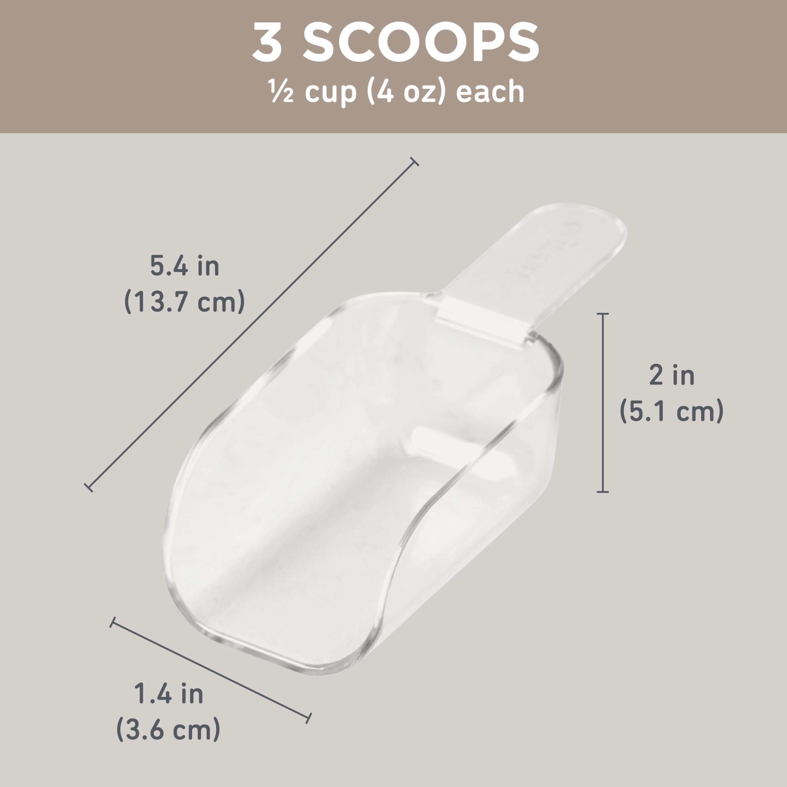 Bentgo Pantry clear, lightweight scoops save pantry space.