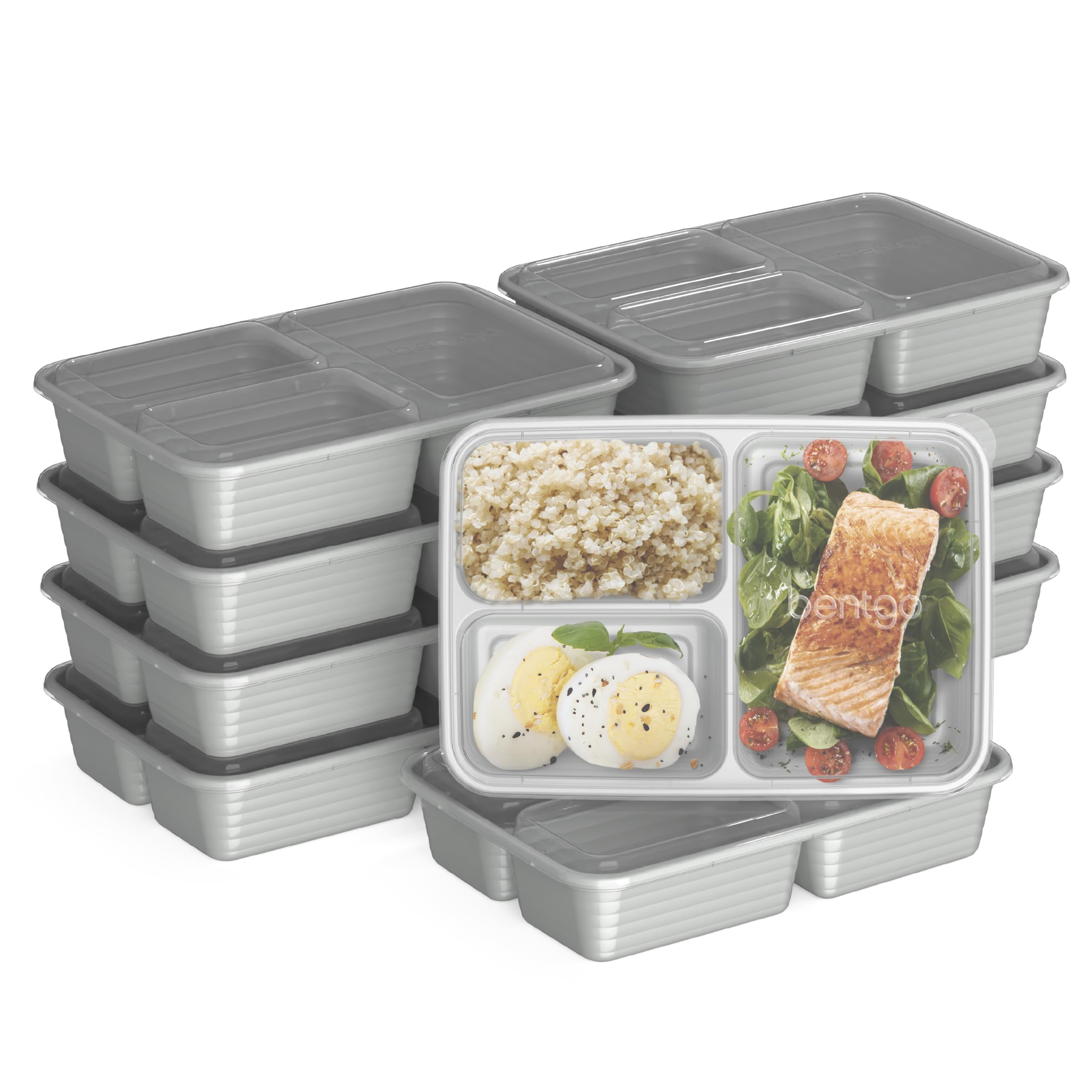 Bentgo Prep 20-piece tray set with three compartments for portion control.