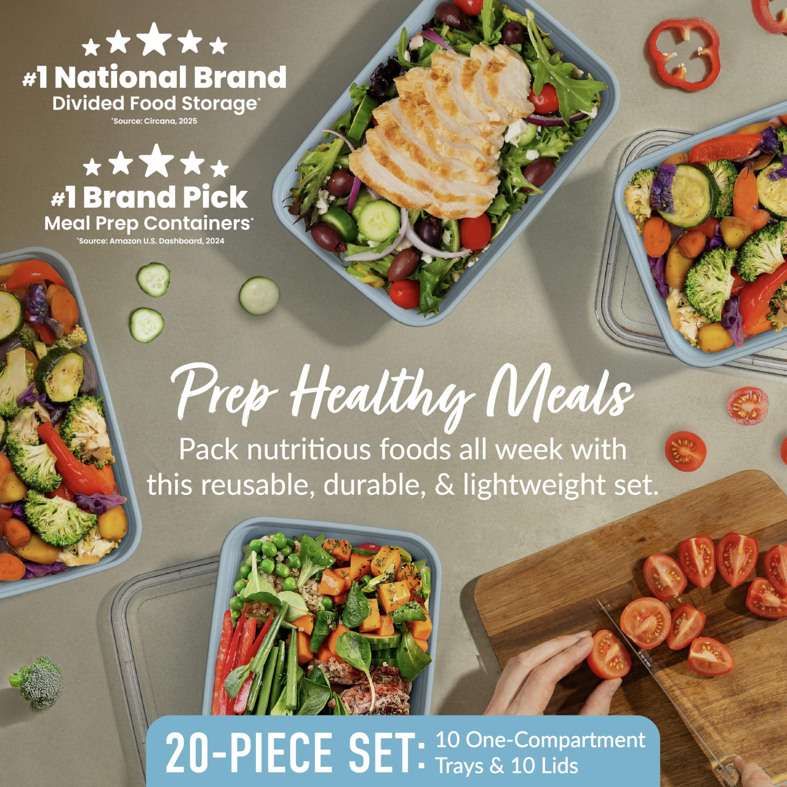 Bentgo Prep 4-cup portion trays showing precise measurements for portion control.