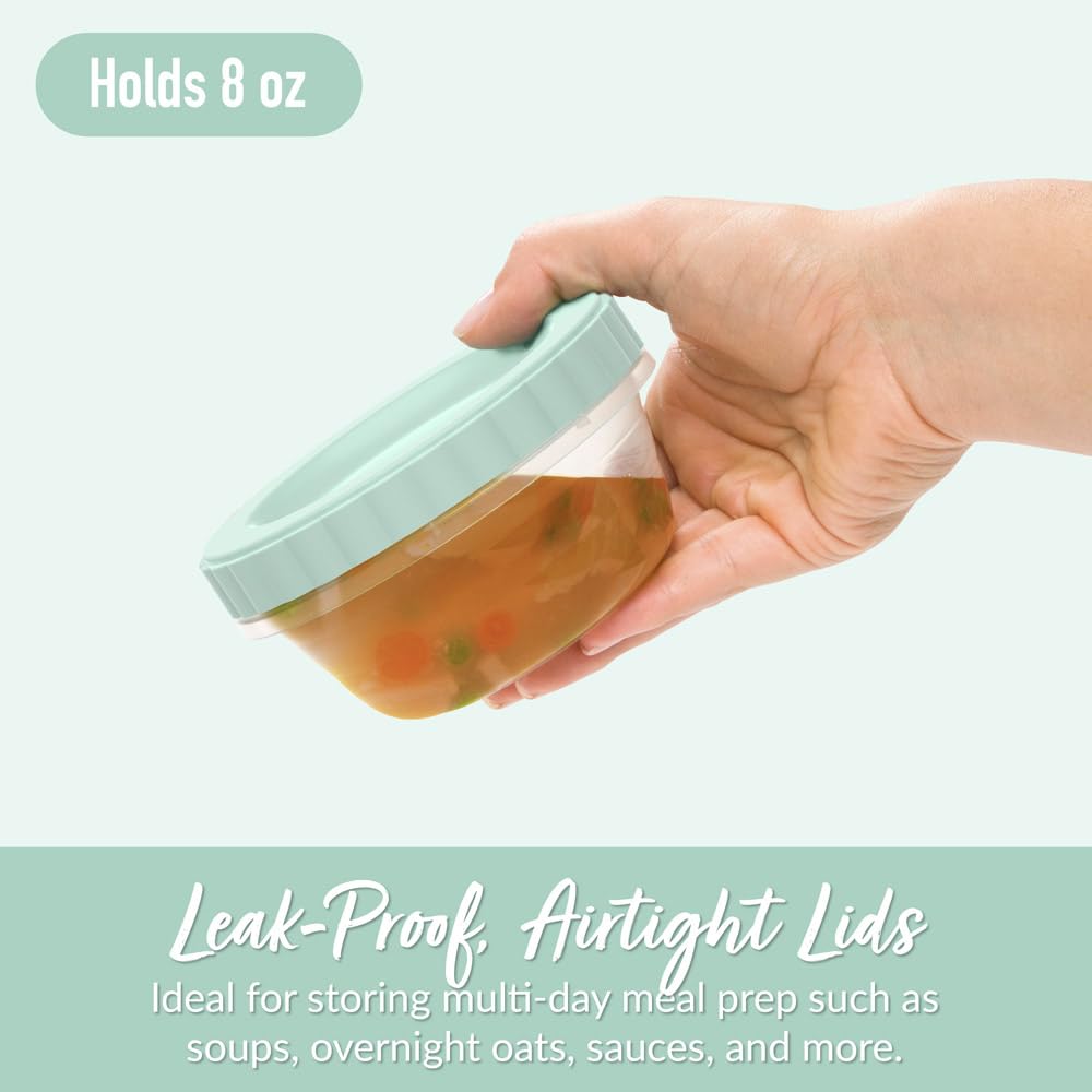 Bentgo Prep 8 oz round deli containers ideal for portions and reheating.