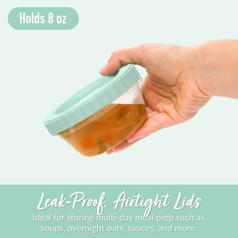 Bentgo Prep 8 oz round deli containers ideal for portions and reheating.