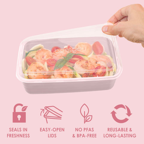 Bentgo Prep clear, stackable lids keep food fresh in the fridge.