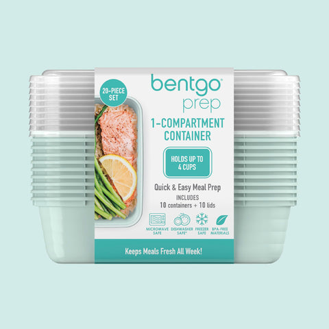 Bentgo Prep 20-piece set includes 10 trays and 10 lids for flexible planning.