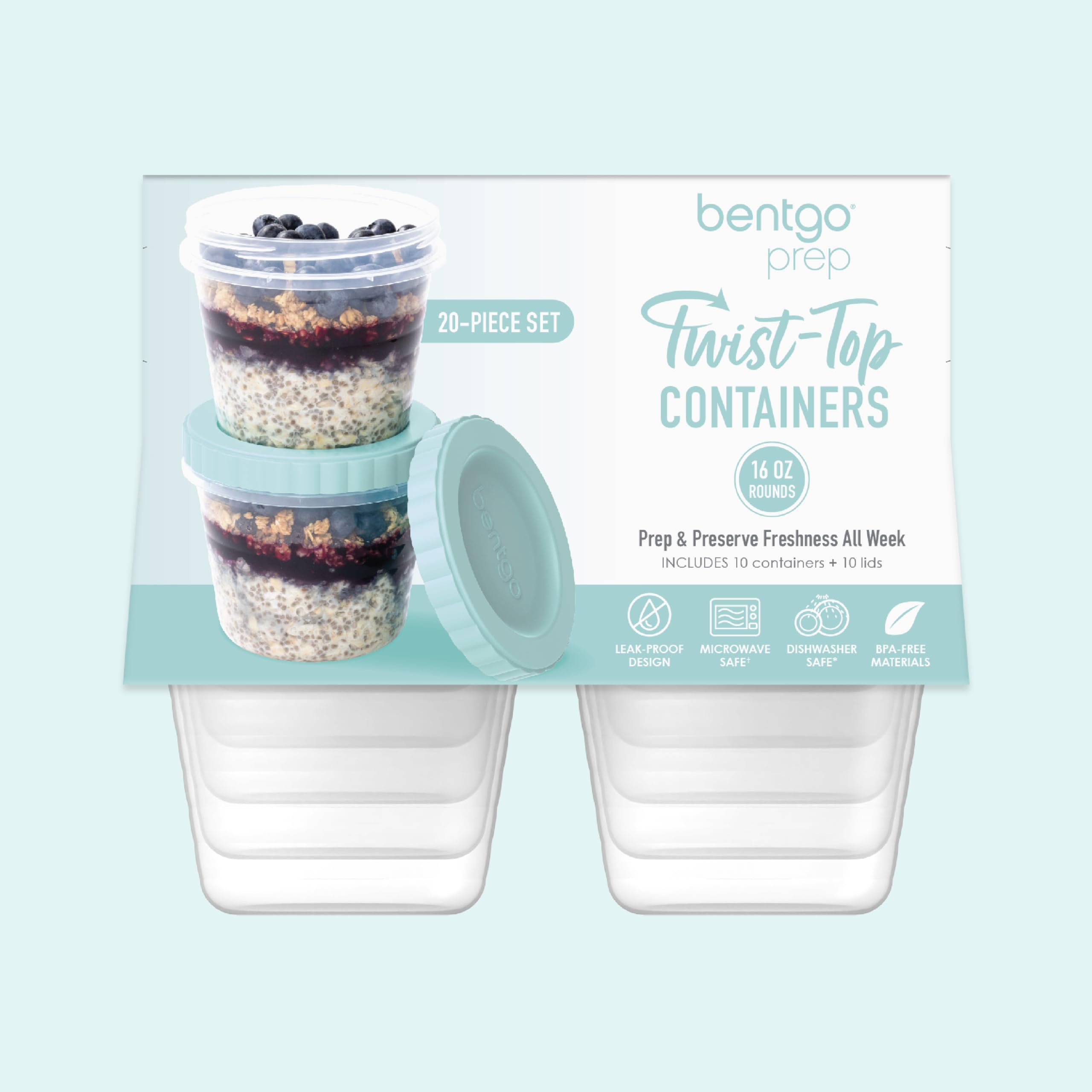 Bentgo Prep 20-piece set supports weekly meal planning and portion control.