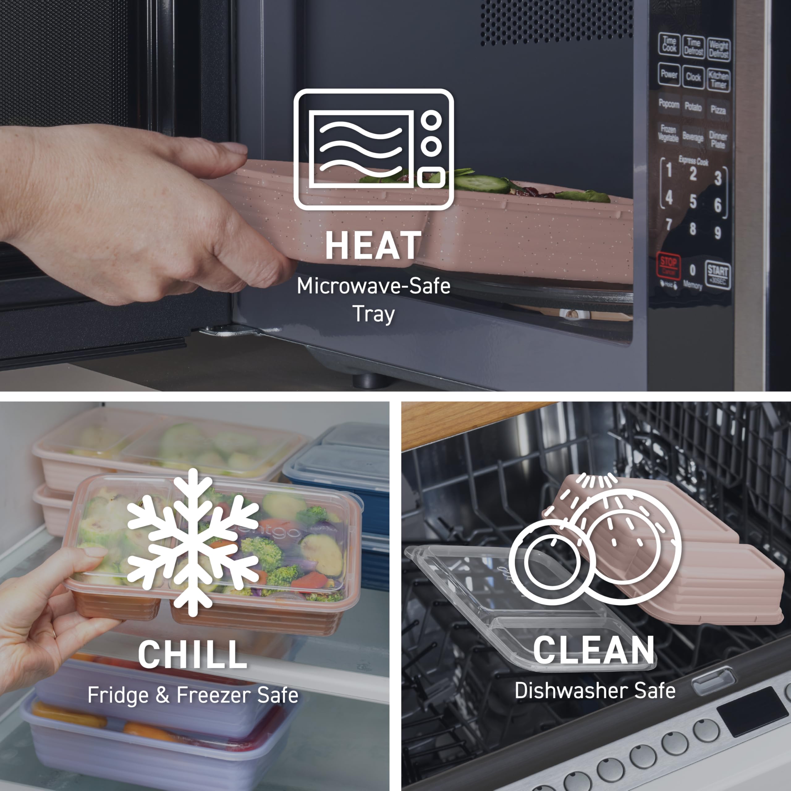 Bentgo Prep microwave-safe trays for quick reheating of meals.