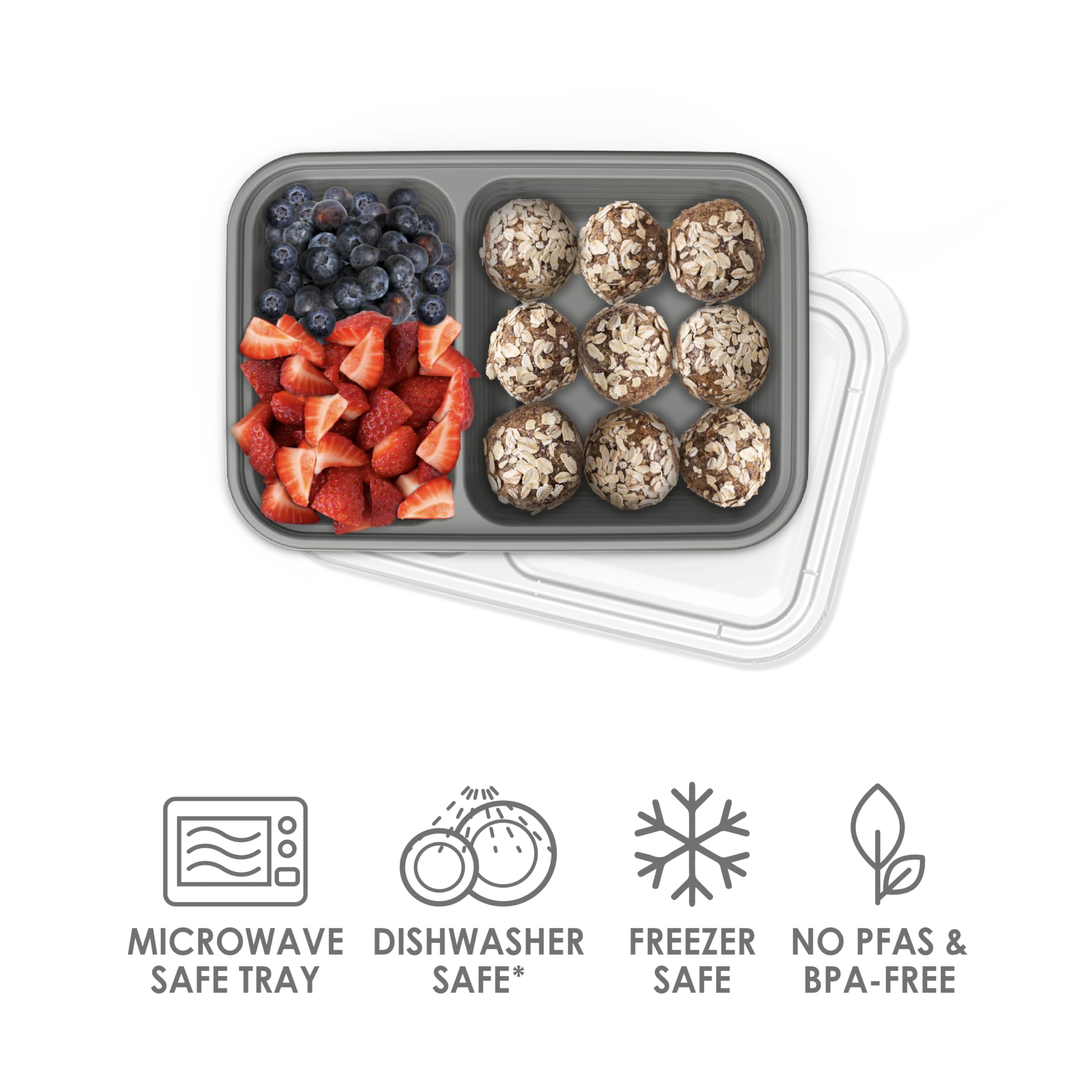 Bentgo Prep microwave-safe tray ready for reheating snacks.