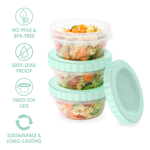 Bentgo Prep stackable design saves space and simplifies fridge organization.