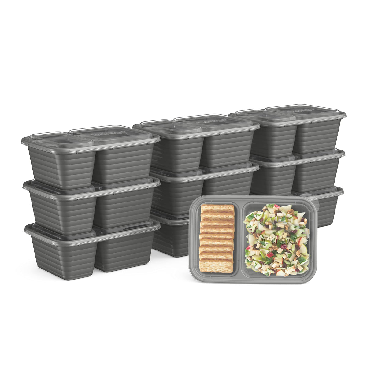 Bentgo Prep two-compartment tray with embossed portions for easy planning.