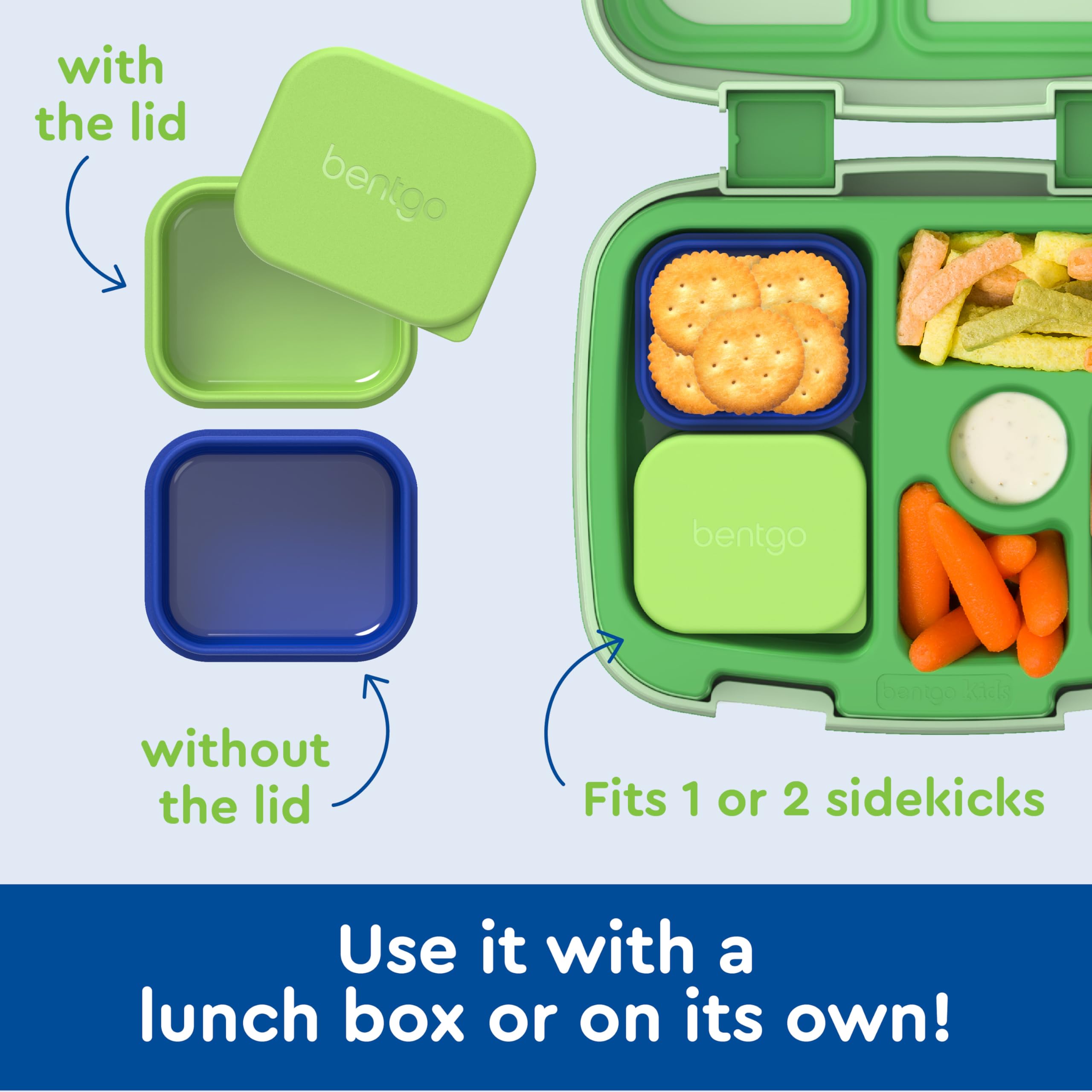 Bentgo Sidekicks dishwasher-safe silicone for easy cleanup.