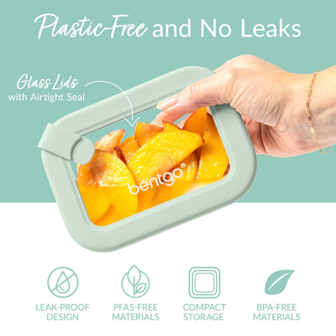 Bentgo Signature large rectangle leak-proof glass container with airtight seal for hearty portions.