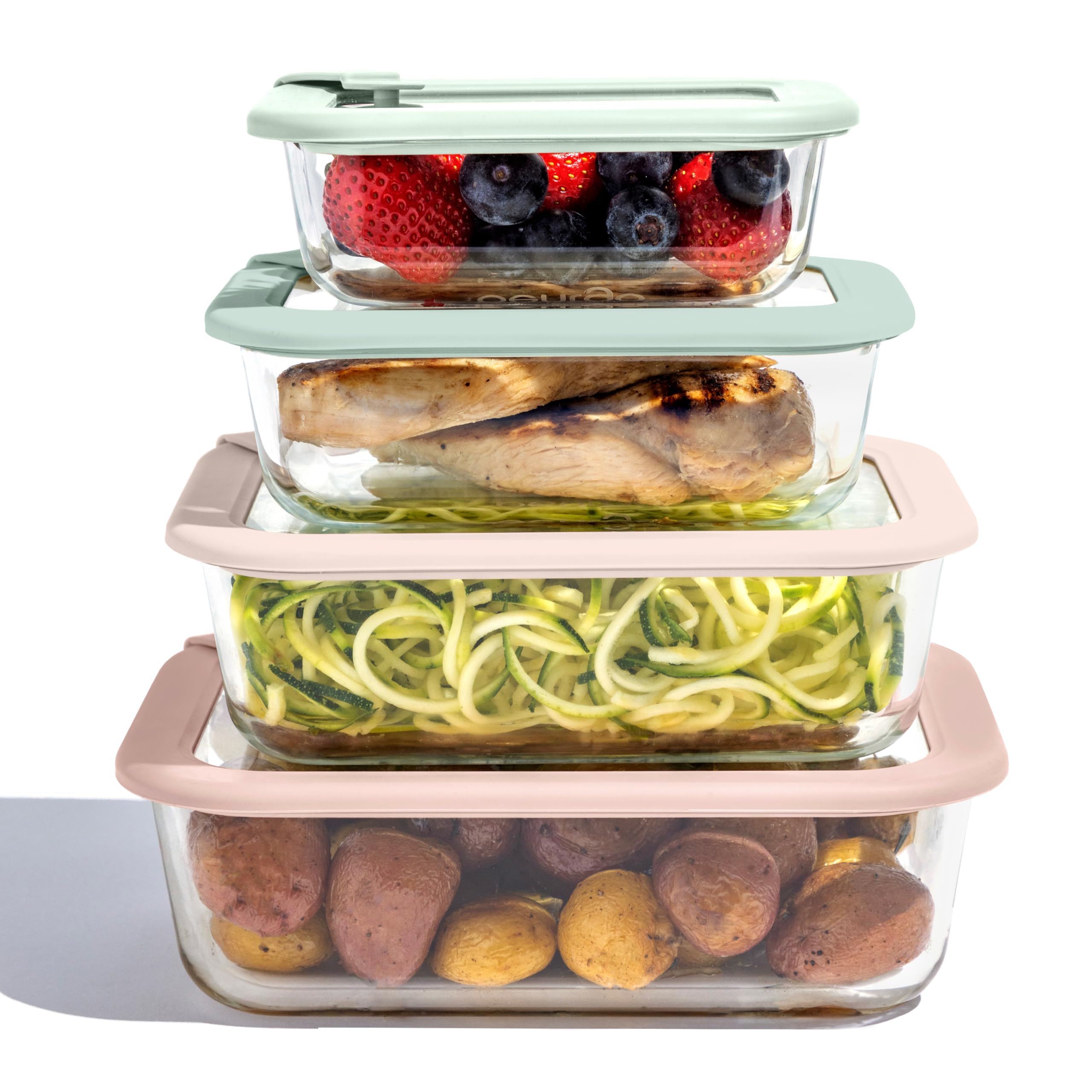 Bentgo Signature small rectangle leak-proof glass container with airtight seal for fresh leftovers.