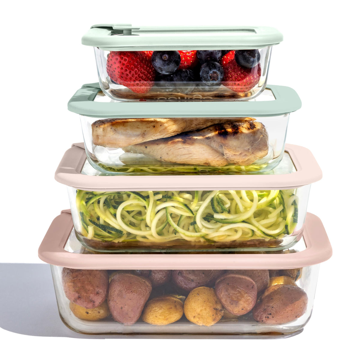 Bentgo Signature small rectangle leak-proof glass container with airtight seal for fresh leftovers.
