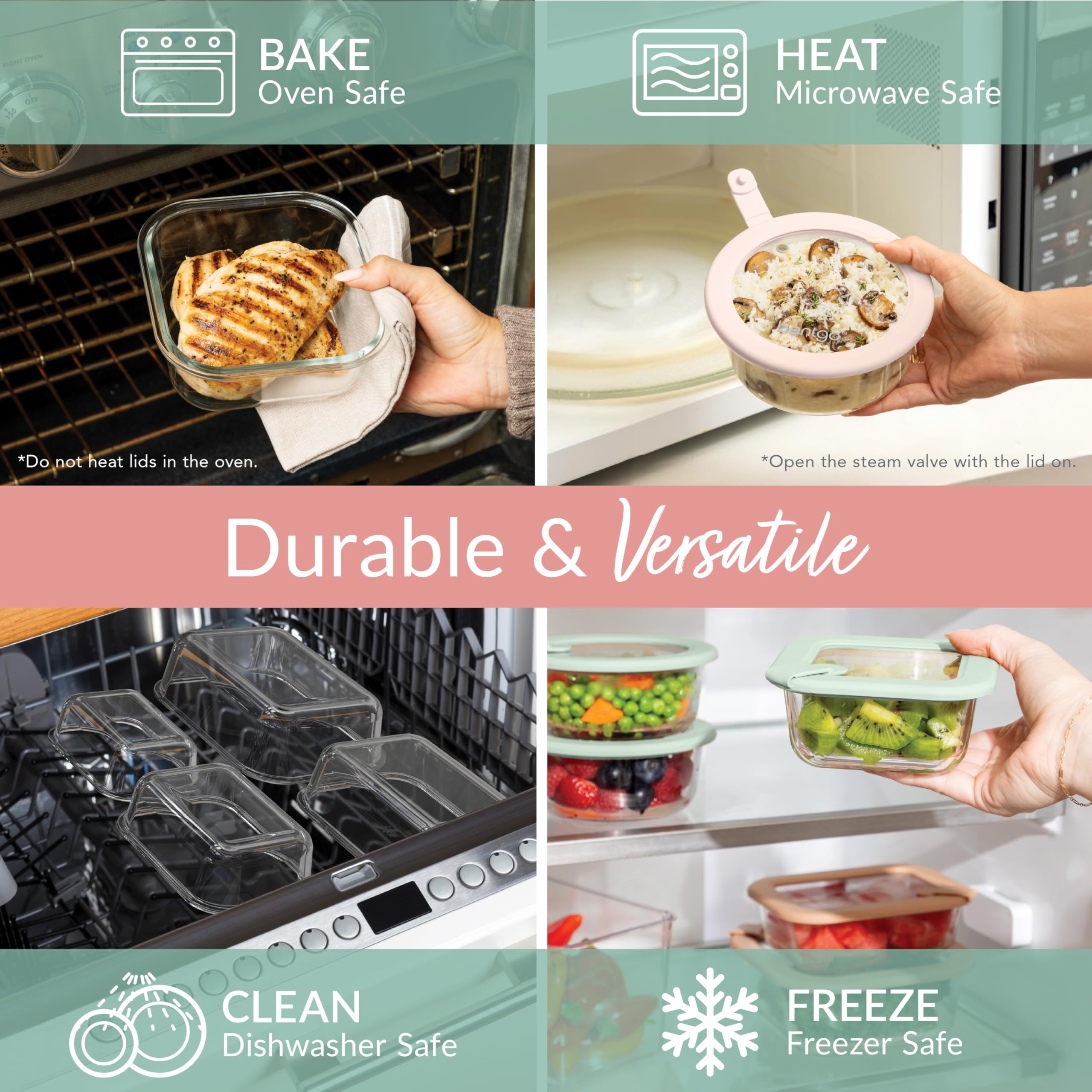 Bentgo Signature steam-vent lid enabling safe venting during microwave heating.