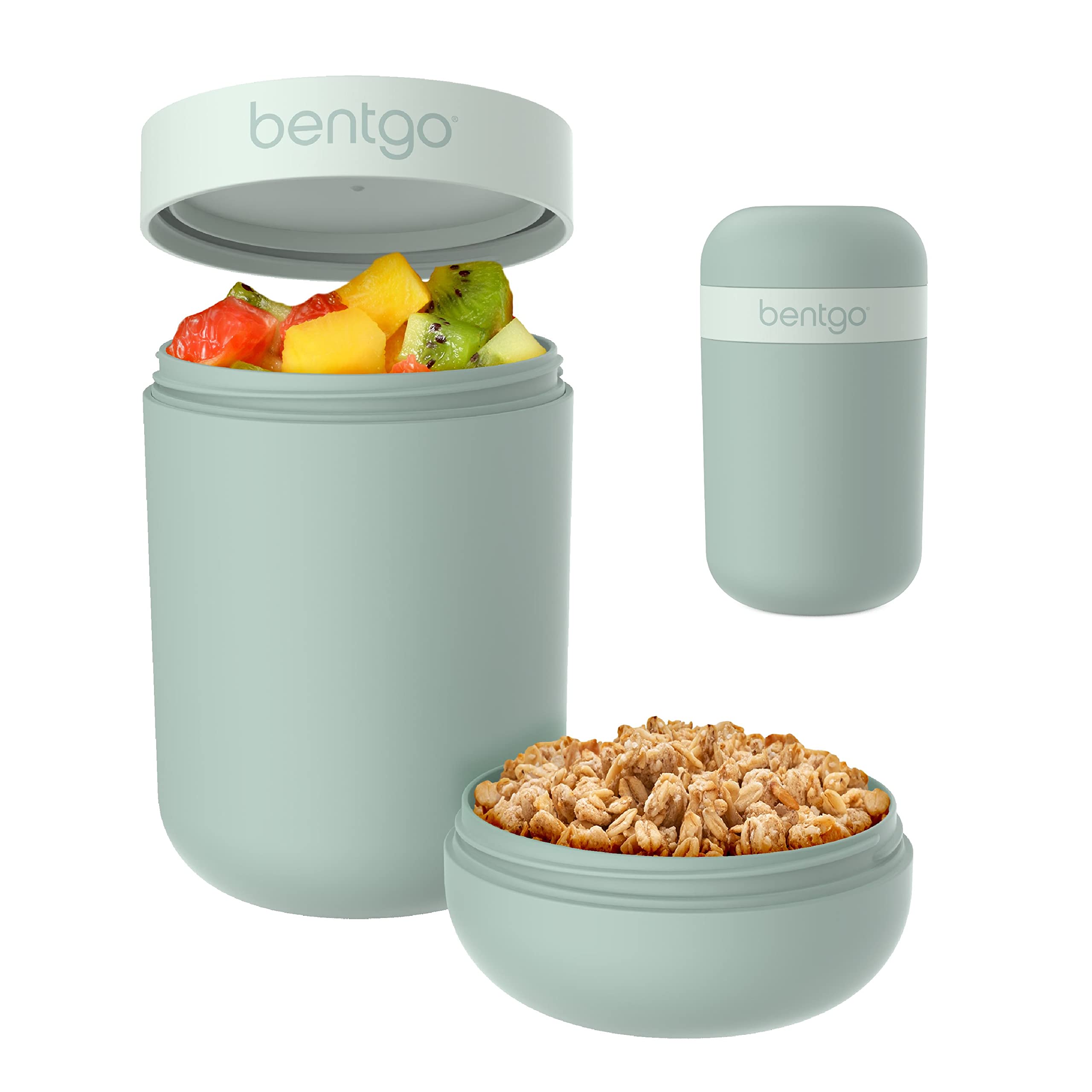 Bentgo Snack Cup mint green base with leak-proof design for on-the-go snacks.