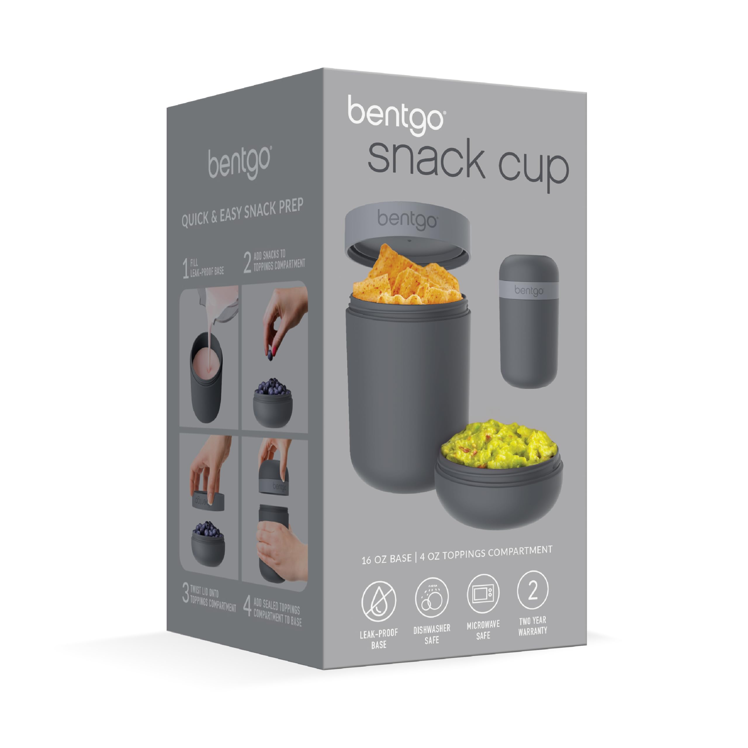 Bentgo Snack Cup stylish two toned matte finish in dark gray