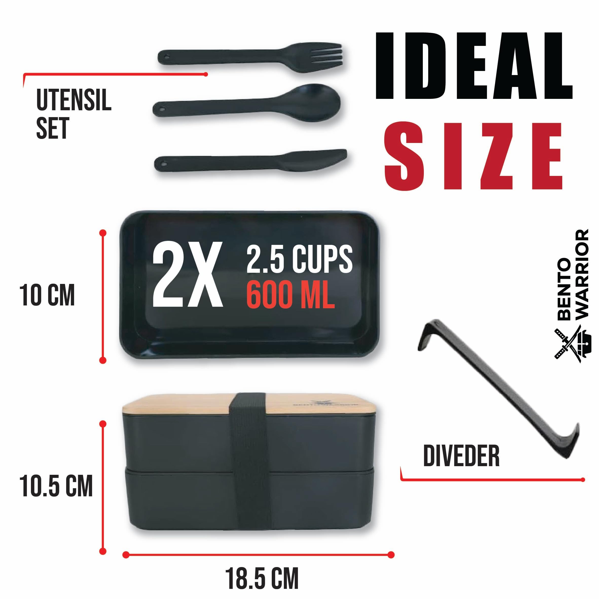 Bento Warrior dual-compartment lunch box keeps flavors separate for balanced meals.