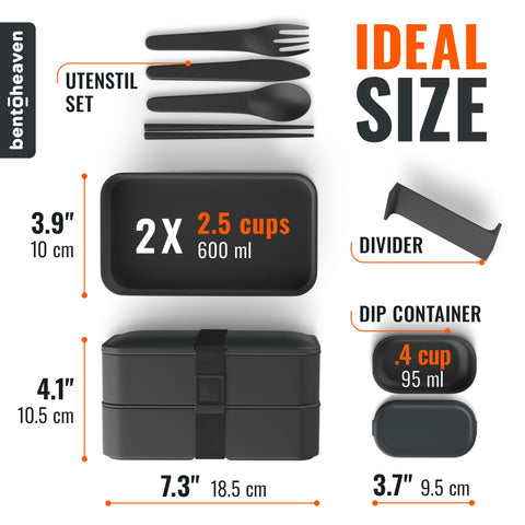 Bentoheaven outer space bento's two stackable compartments support portion control.