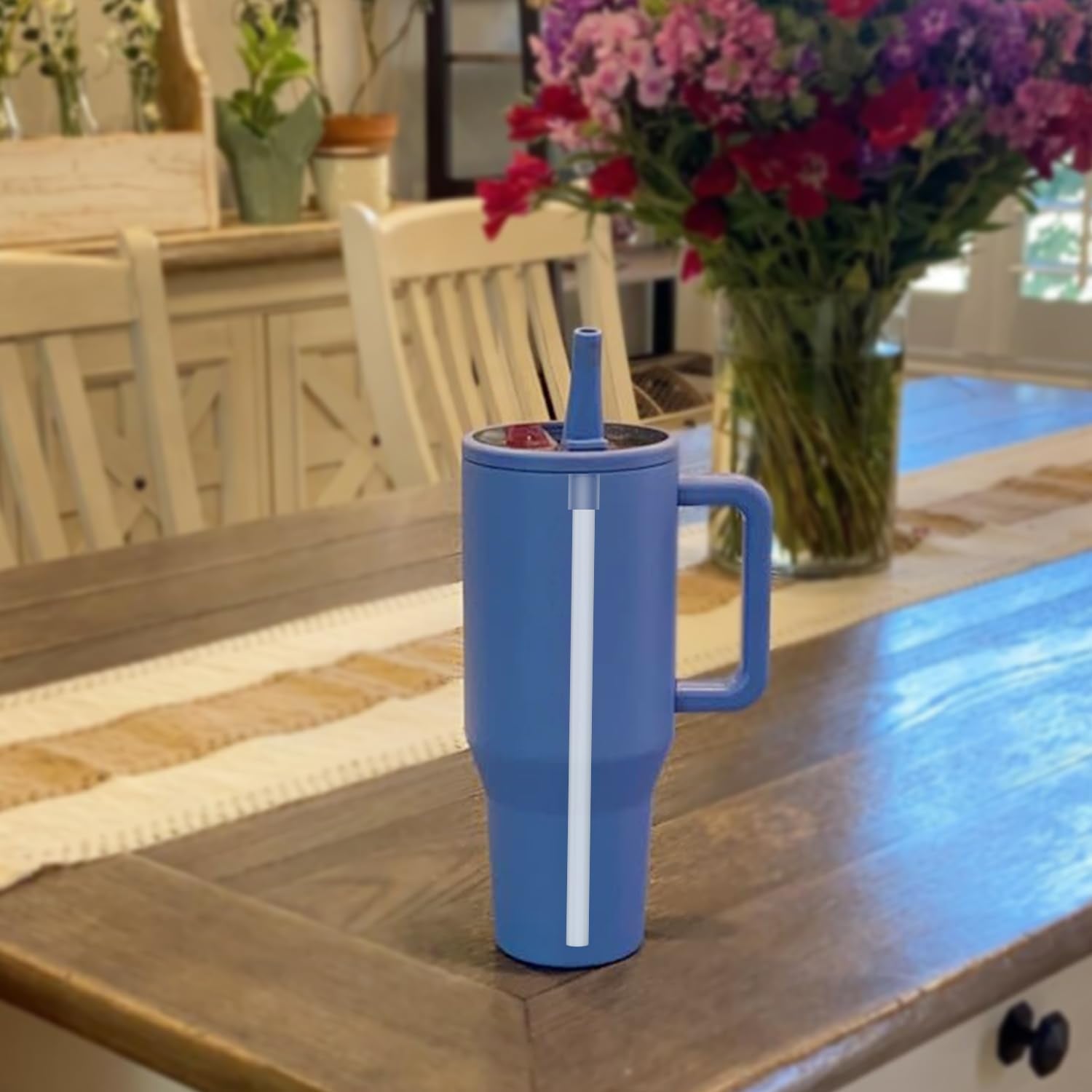 Beonsky 6-pack replacement straws with cleaning brush for family hydration.