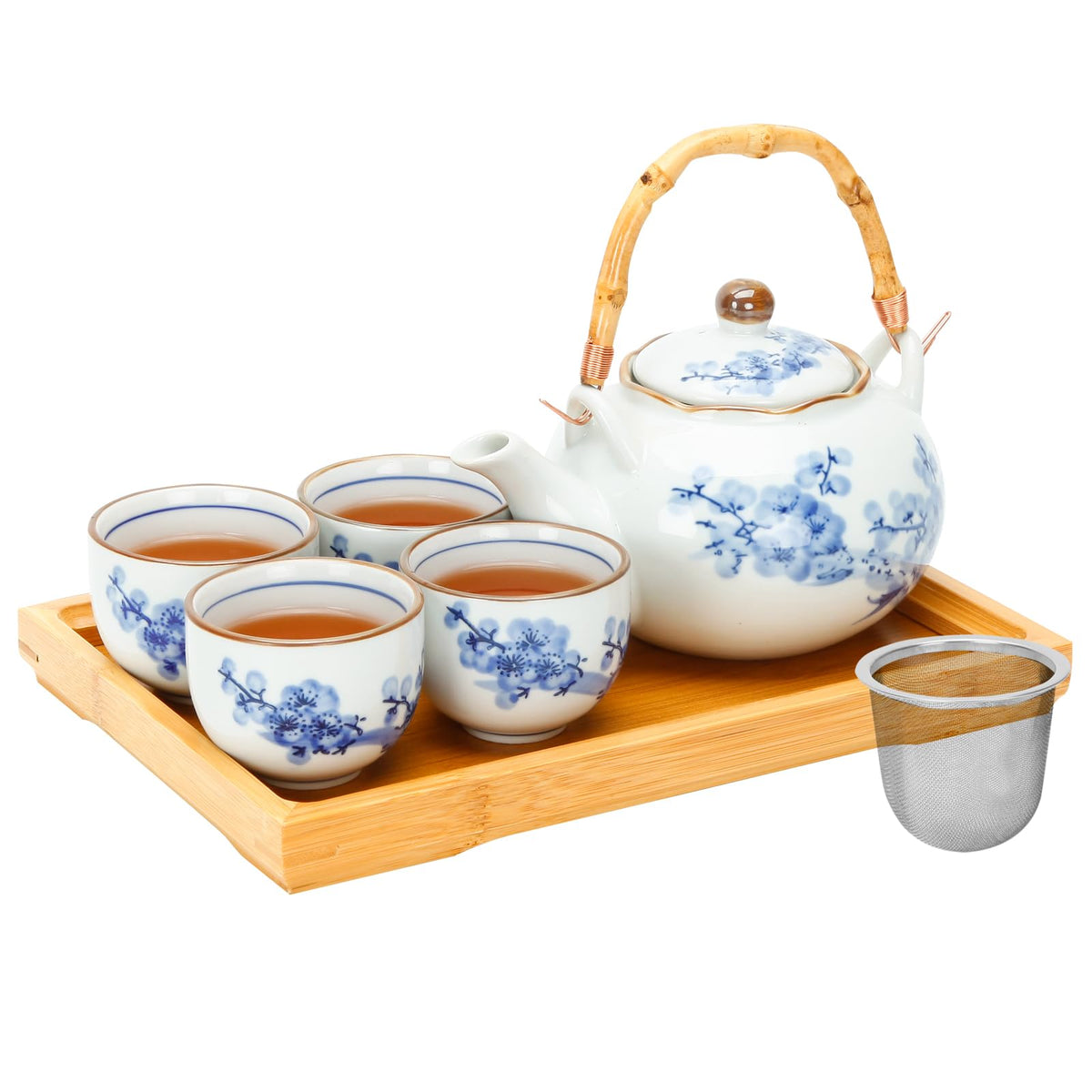 Beozinz Japanese Tea Set teapot with plum blossoms for refined brews