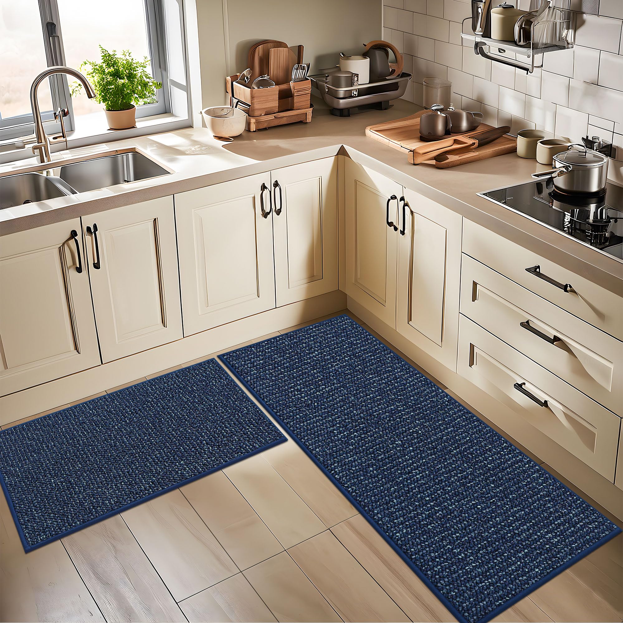 BEQHAUSE kitchen rug dense yarns create a soft underfoot feel during prep.
