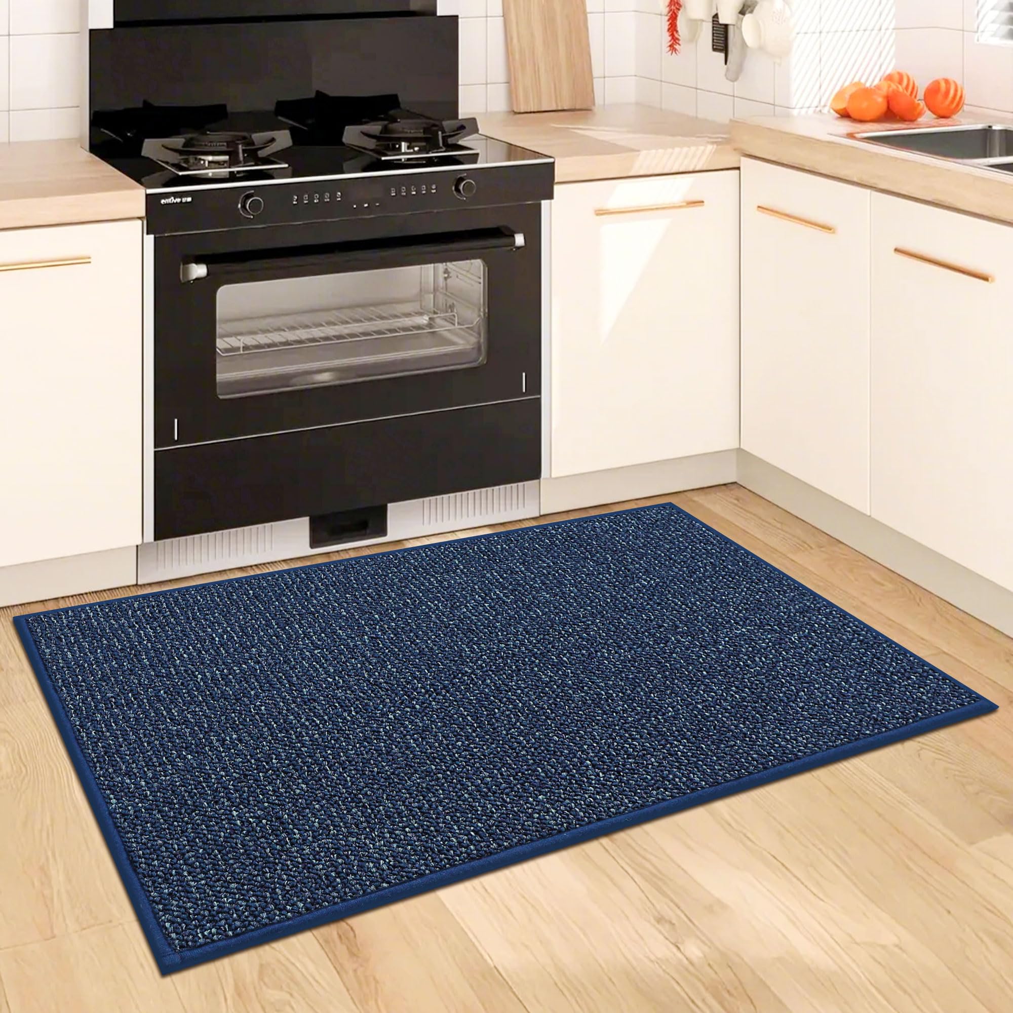 BEQHAUSE kitchen rug machine-washable for easy cleaning after meals.