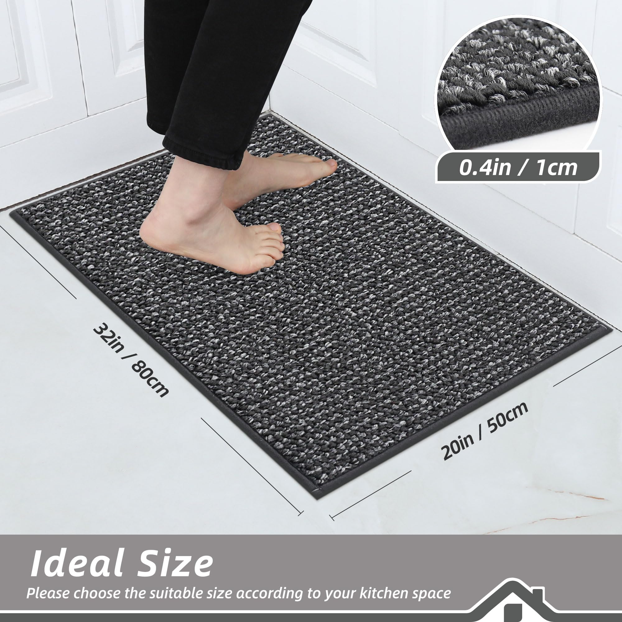 BEQHAUSE non-slip backing keeps the mat steady on clean floors