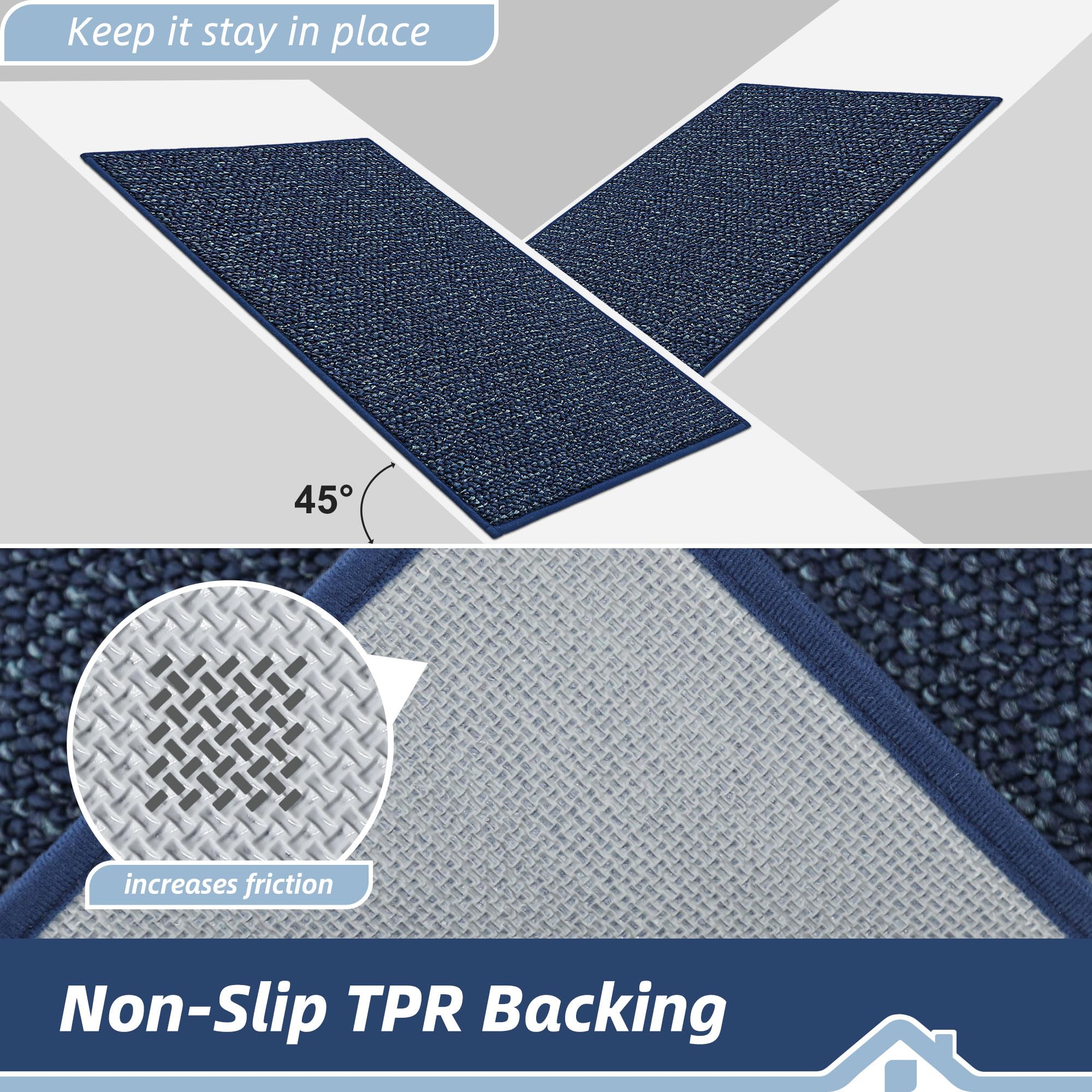 BEQHAUSE kitchen rug absorbs water and sauces while protecting your floors.