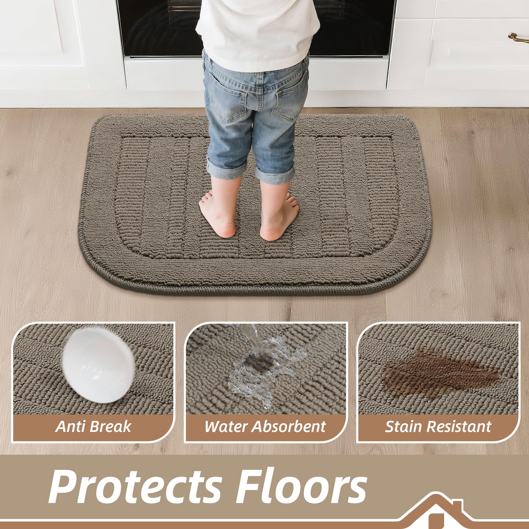 BEQHAUSE easy-clean machine-washable kitchen mat after cooking