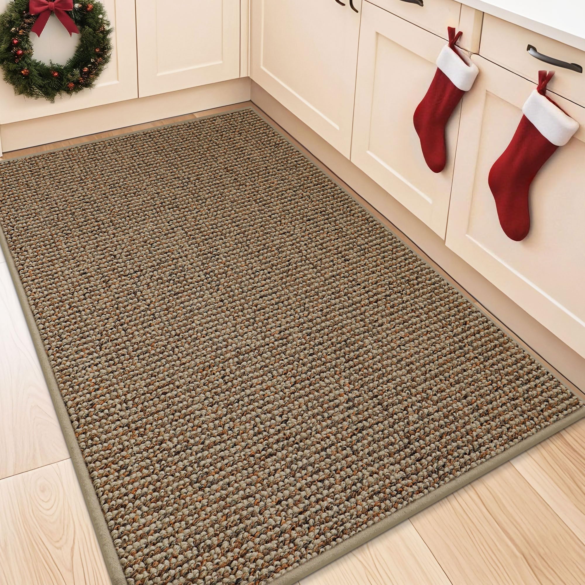 BEQHAUSE kitchen rug absorbent closeup demonstrates strong spill absorption.