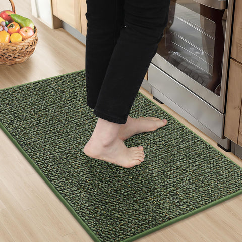 BEQHAUSE kitchen rug with absorbent surface keeps spills contained and floors dry.