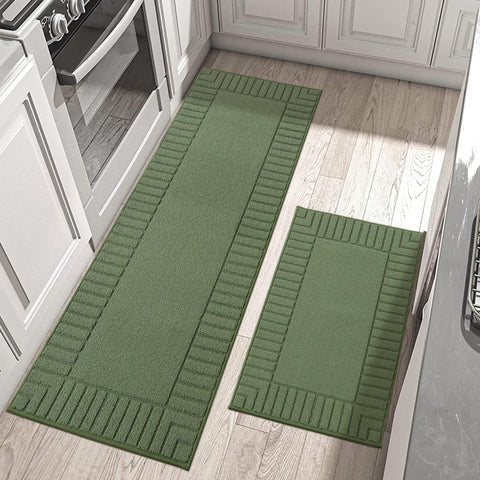 BEQHAUSE kitchen rug anti-slip green 24x35 for safe footing on tile floors