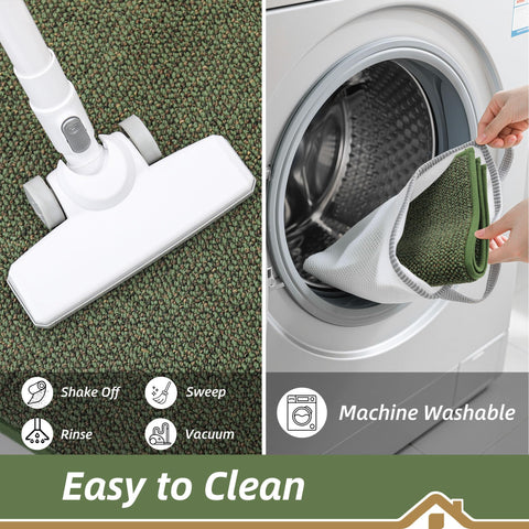 BEQHAUSE machine-washable rug cleans easily after spills.